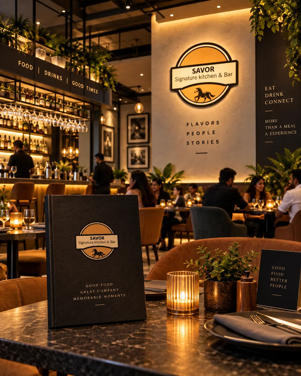 A restaurant interior set for service