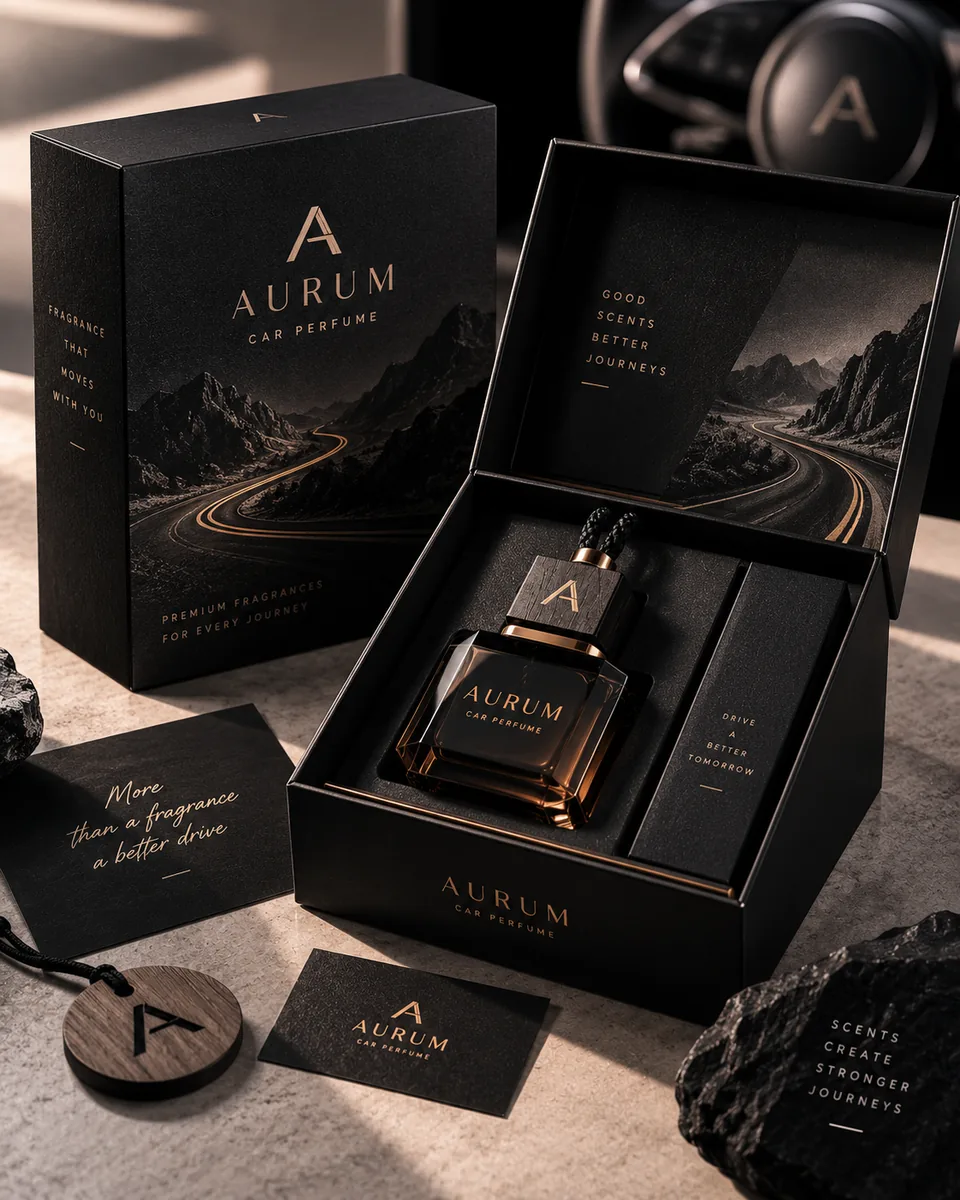 AURUM car perfume bottle and carton