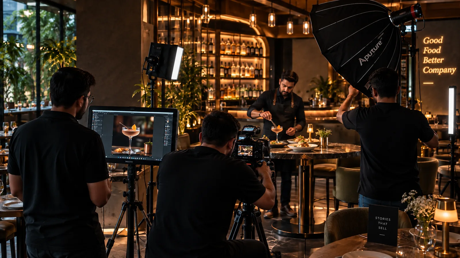 A film shoot in progress